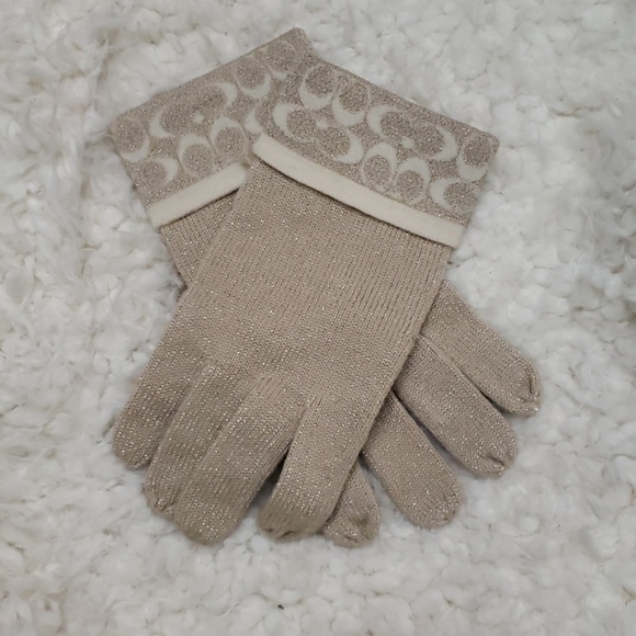 Metallic Gold Coach Scarf and Glove Set - Picture 2 of 4